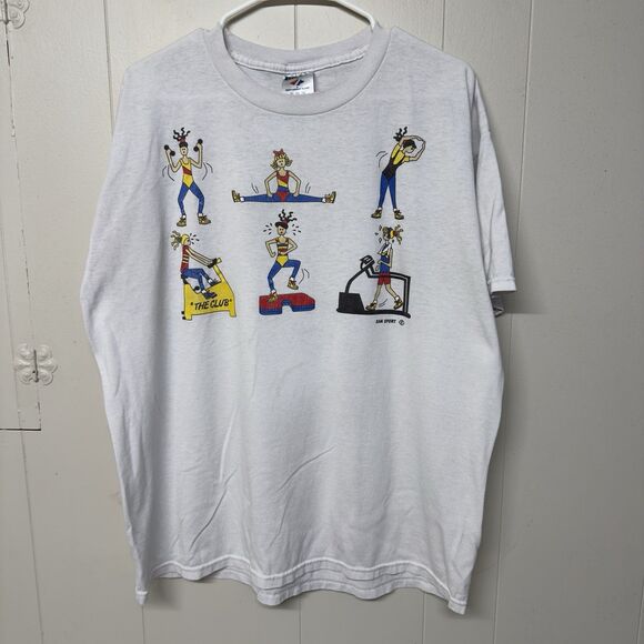 Vtg Health Club Aerobics Exercise Yoga Gym Sam Sport Jerzees Tag Adult XL GUC - Picture 1 of 10